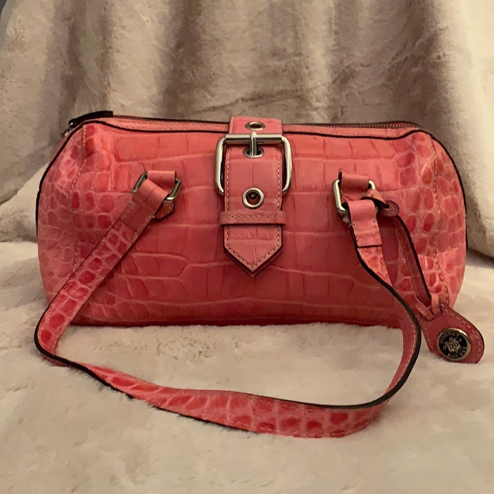 Dooney & Bourke Pink Croc Leather Satchel Bag